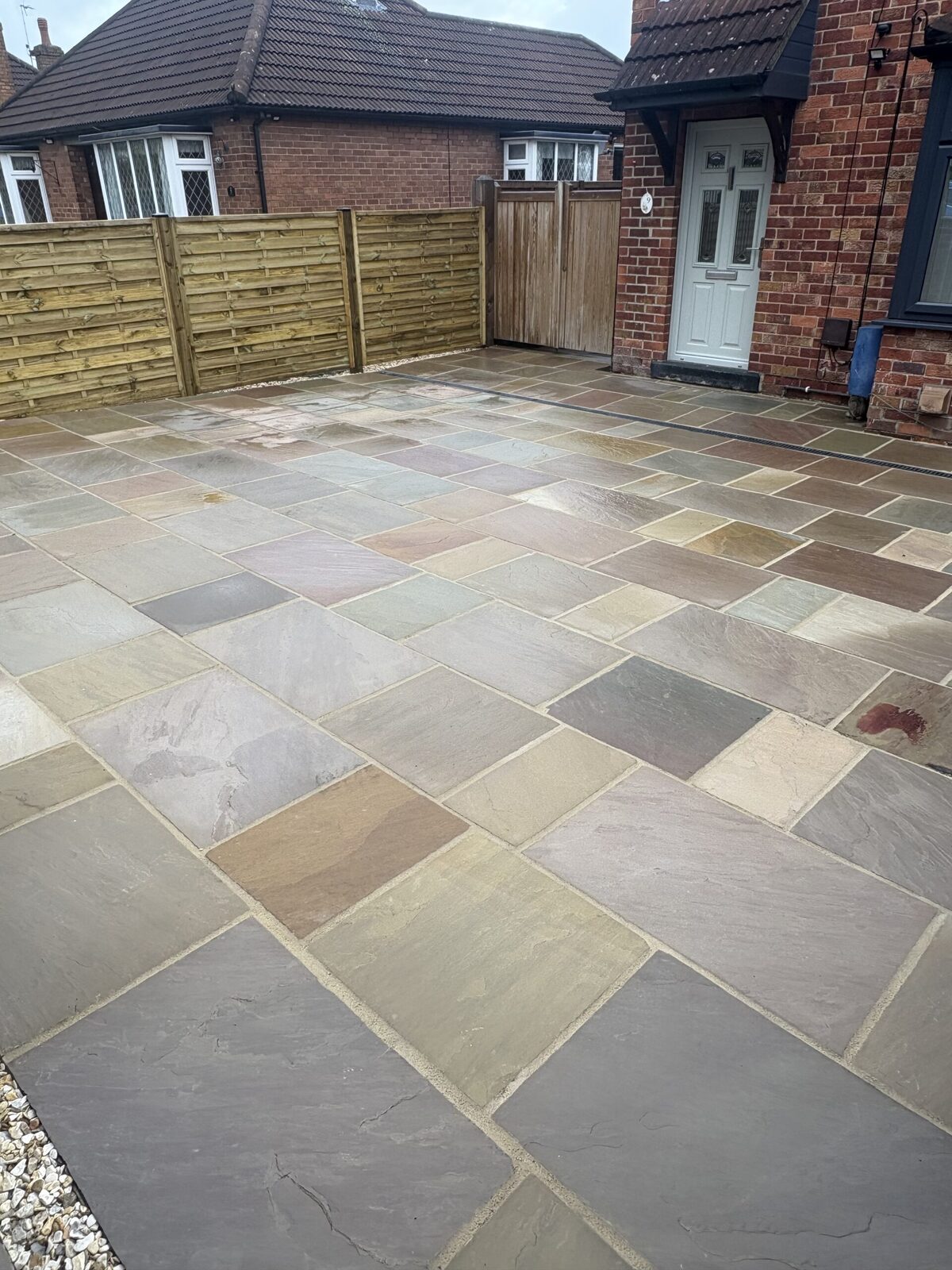 Patio area laid in Yorkshire stone
